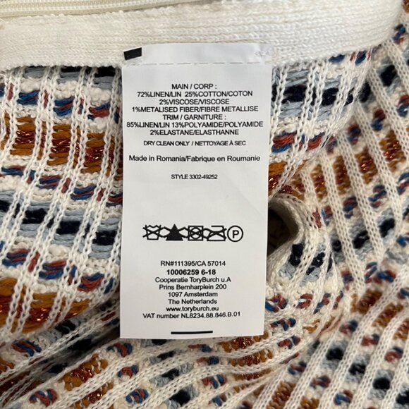 Tory Burch Skirt Size XL Linen Cotton Fringe Quiet Luxury Designer - Picture 5 of 5